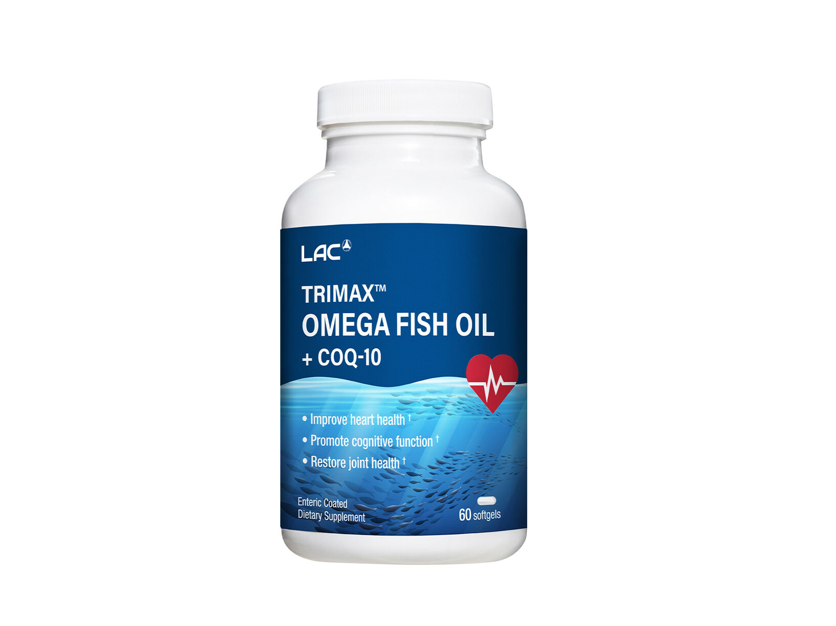 LAC Trimax Omega загасны тос + CoQ-10 — 60 зөөлөн капсул