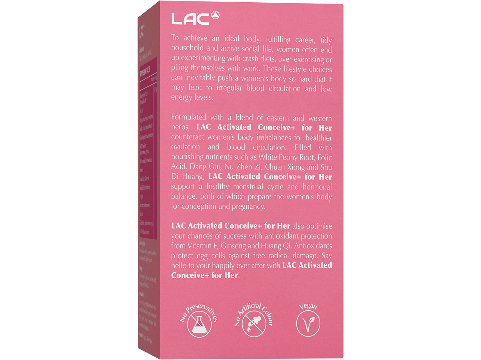 LAC Activated Conceive+ эмэгтэйчүүдэд — Ар, зүүн талаас